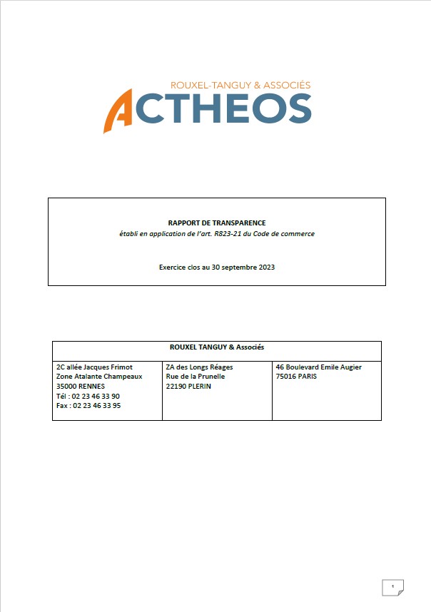 Couverture du rapport de transparence 2023