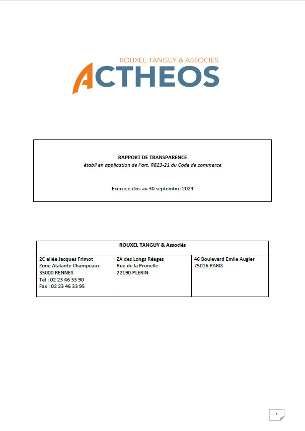 Couverture du rapport de transparence 2024